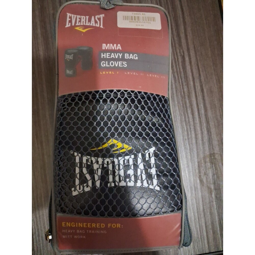 Everlast MMA Heavy Bag Gloves Black Red Evercool Level I Size LXL 7502LXL Sporty